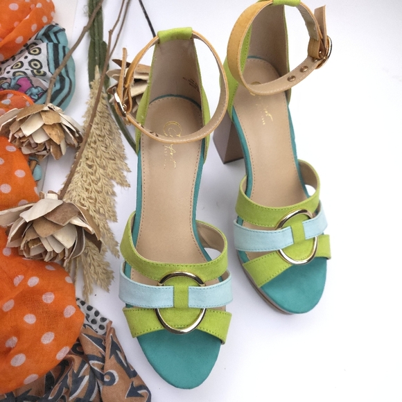 C Est. 1946 Colorful Women's Platform Sandals Sz 9m - Picture 3 of 13